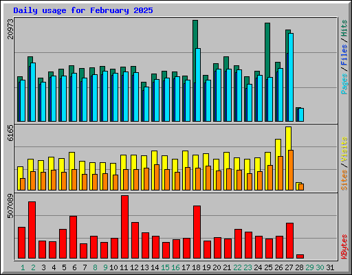 Daily usage for February 2025