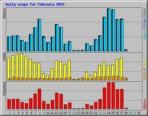 Daily usage for February 2025